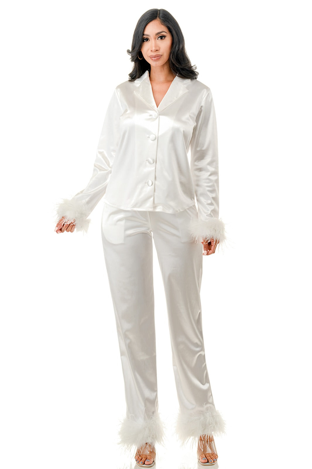Set pijama Pantalón y Blusa plumas