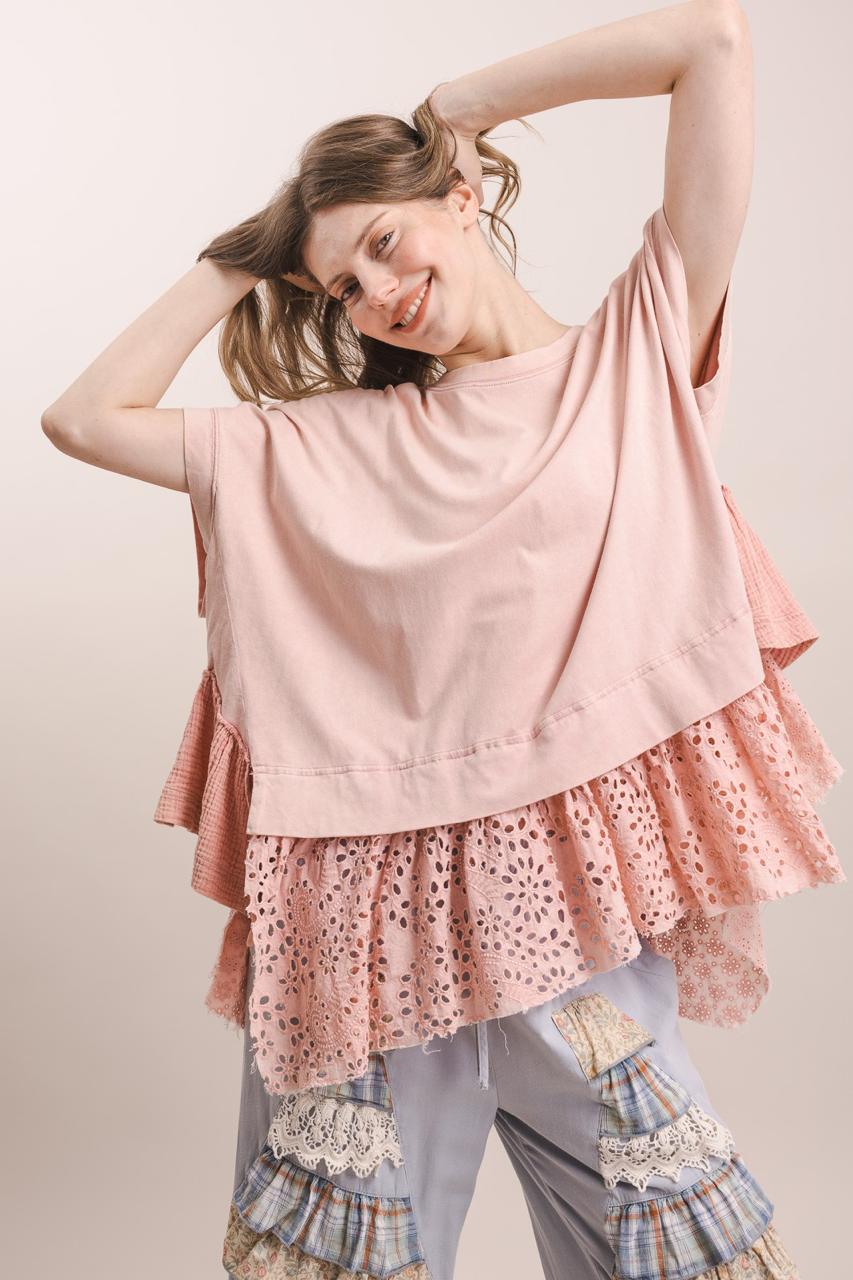T-Shirt oversize olán calado