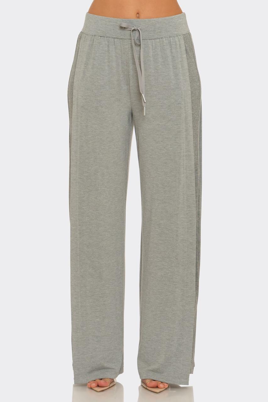 Pantalón algodón wide lateral canalé