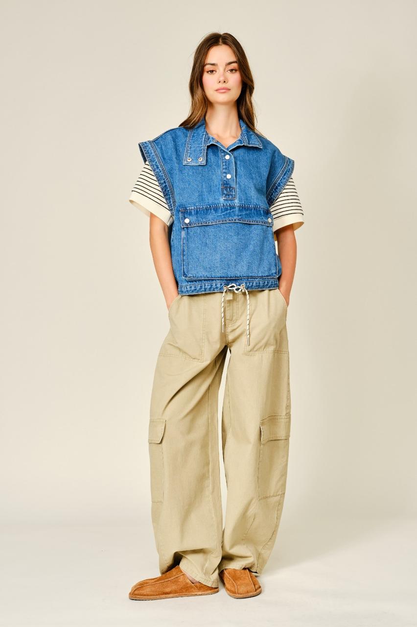 Chaleco Denim cuello funnel