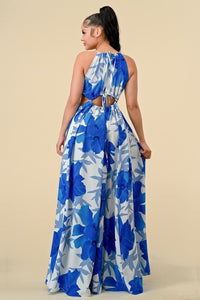 Fashion Styled Maxidress cut-out floral Azul Rey