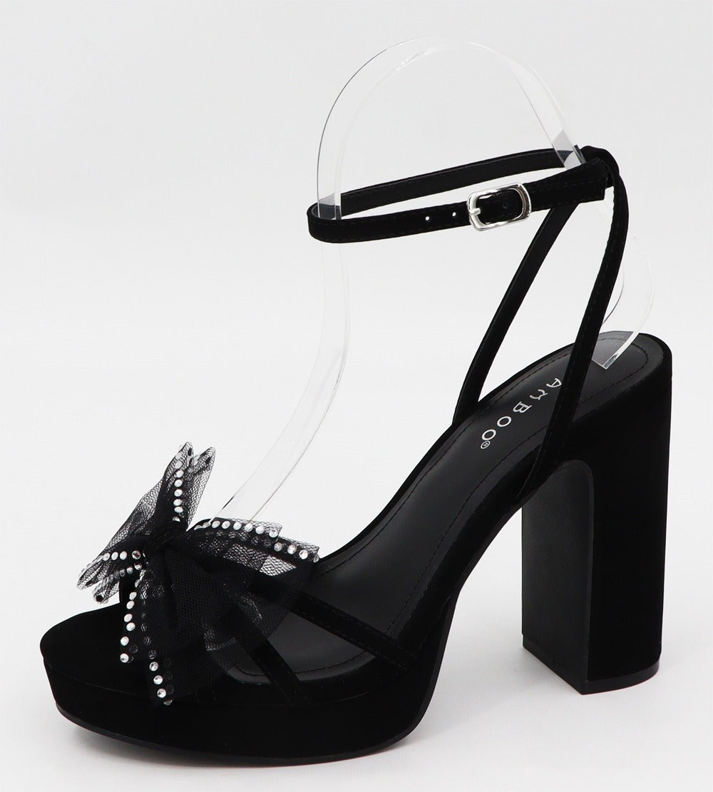 Zapatilla moño suede Negro