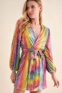 Fashion Styled Vestido envolvente lentejuela Multicolor