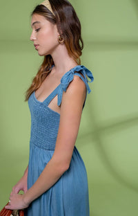 Fashion Styled Vestido tipo Denim elástico en torso
