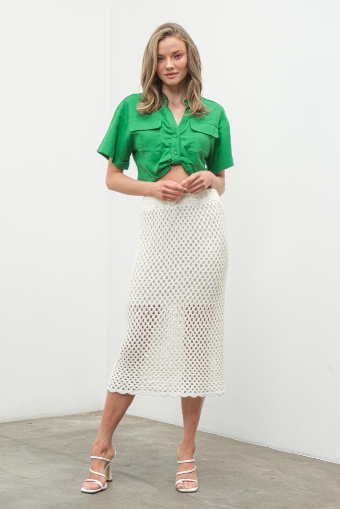 Falda lápiz crochet Blanca