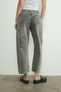 Fashion Styled Jeans barrel elástico trasero Gris