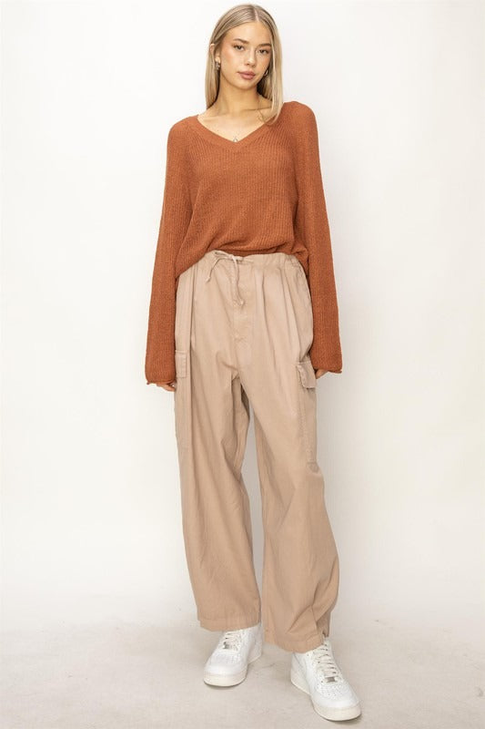 Pantalón slouchy cargo Moka
