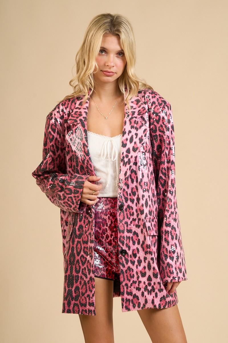 Set Short y Blazer lentejuela Leopardo
