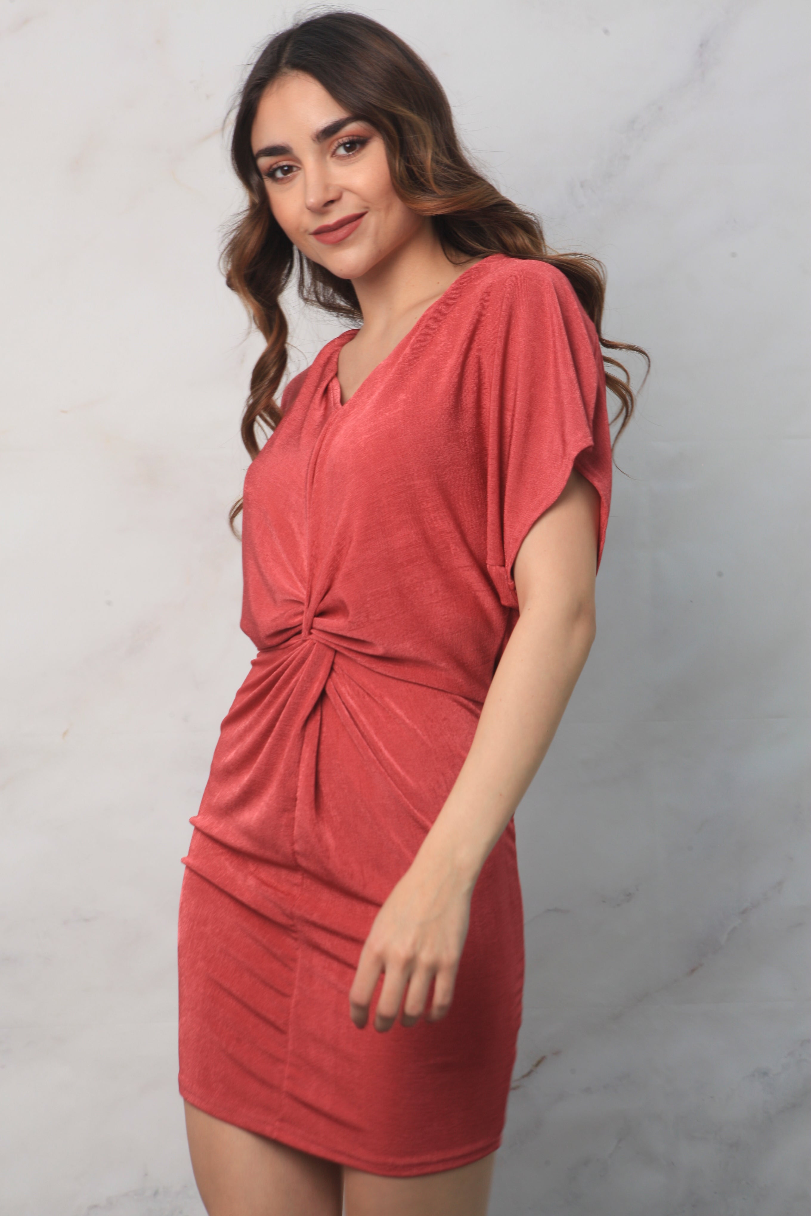 Vestido spandex nudo Mauve