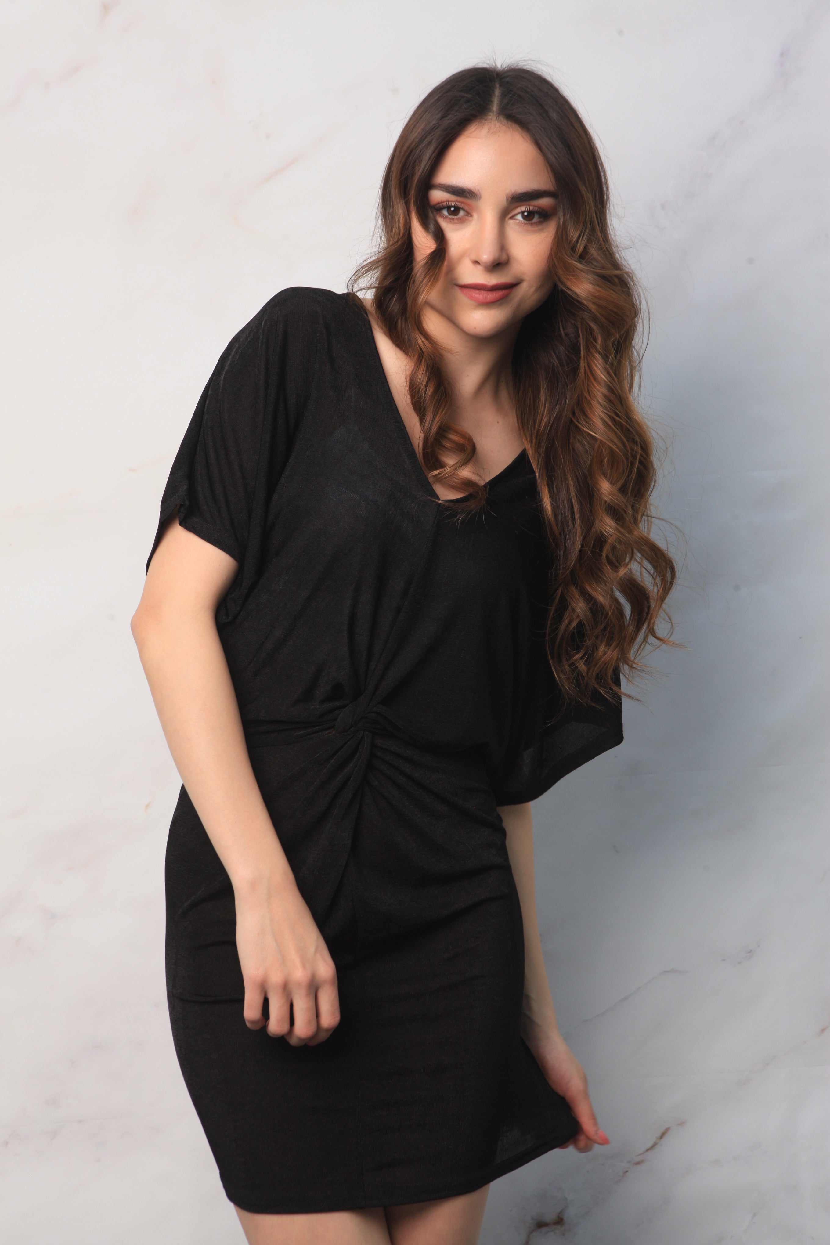 Vestido spandex nudo Negro