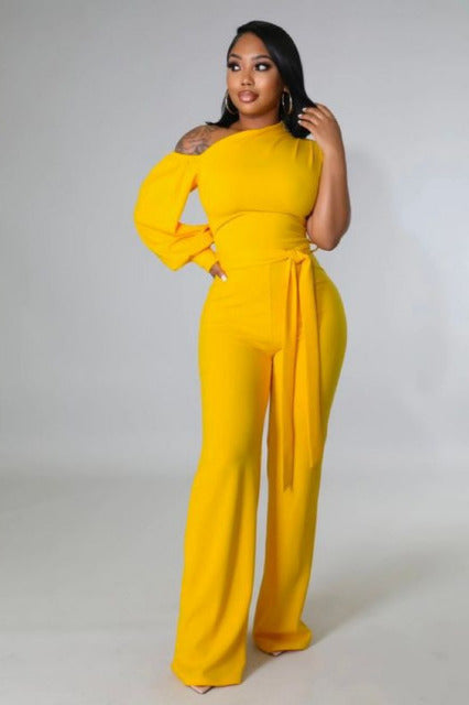 Jumpsuit una manga Amarillo Mango