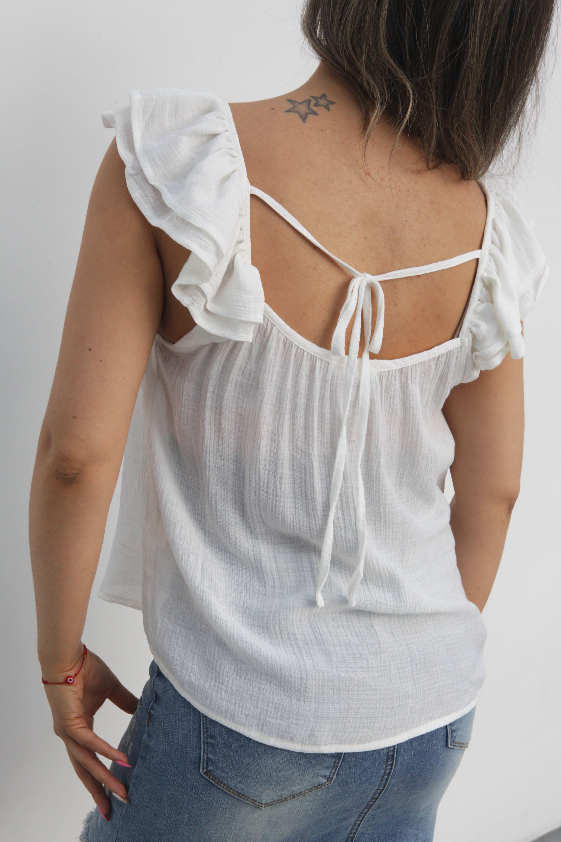 Blusa ligera manga olán Blanco