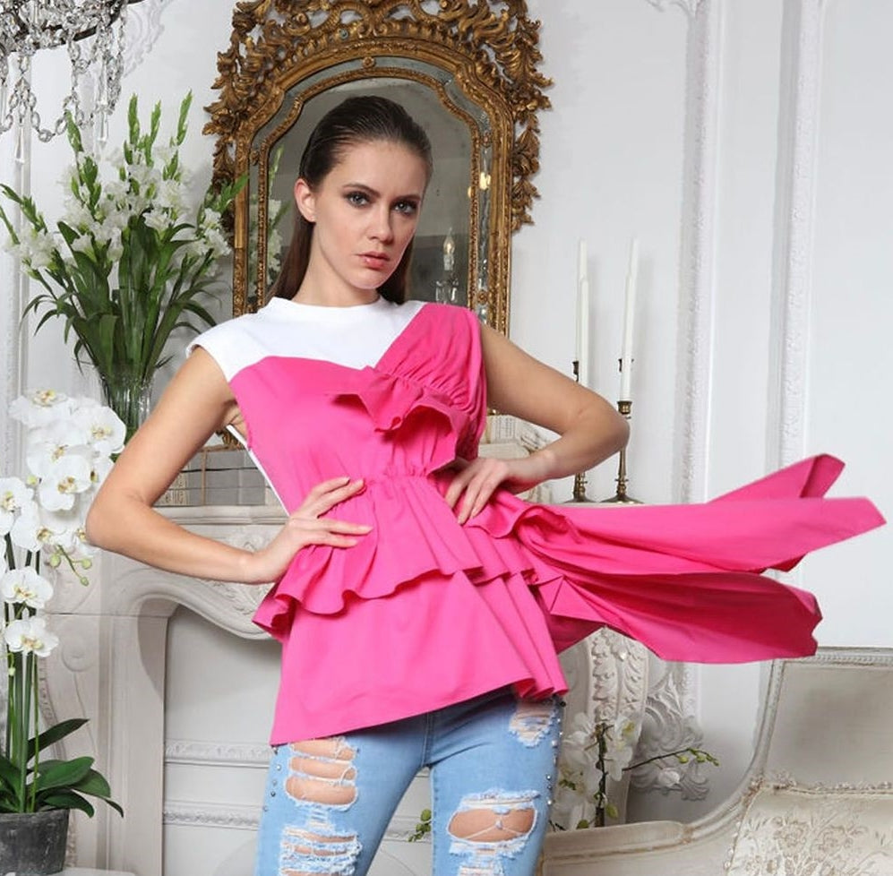 Blusa asimétrica bicolor Fiusha