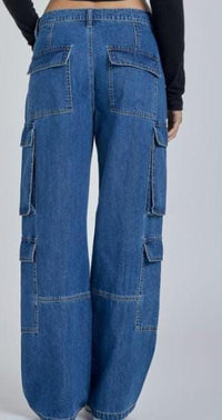 Fashion Styled Jeans cargo doble bolsa Dark