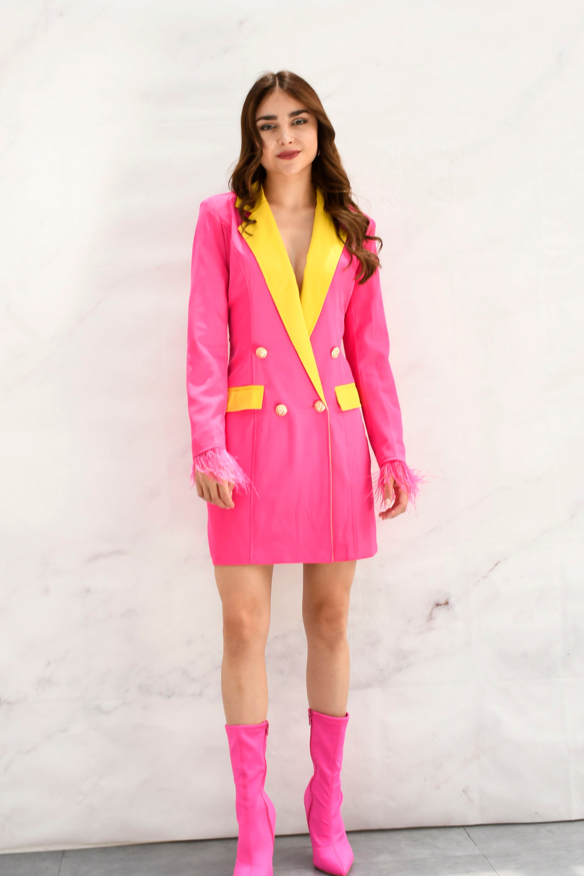 Blazer dress plumas Bicolor Fiusha