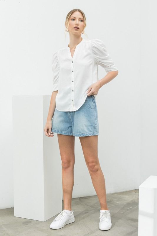 Blusa manga puff Blanco