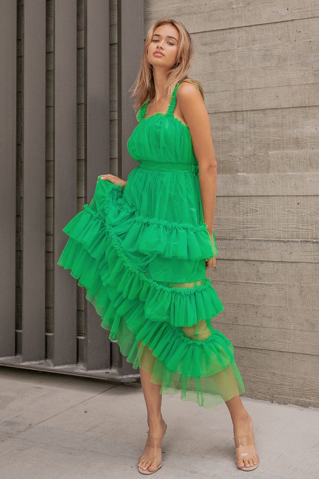 Vestido olanes tulle Verde