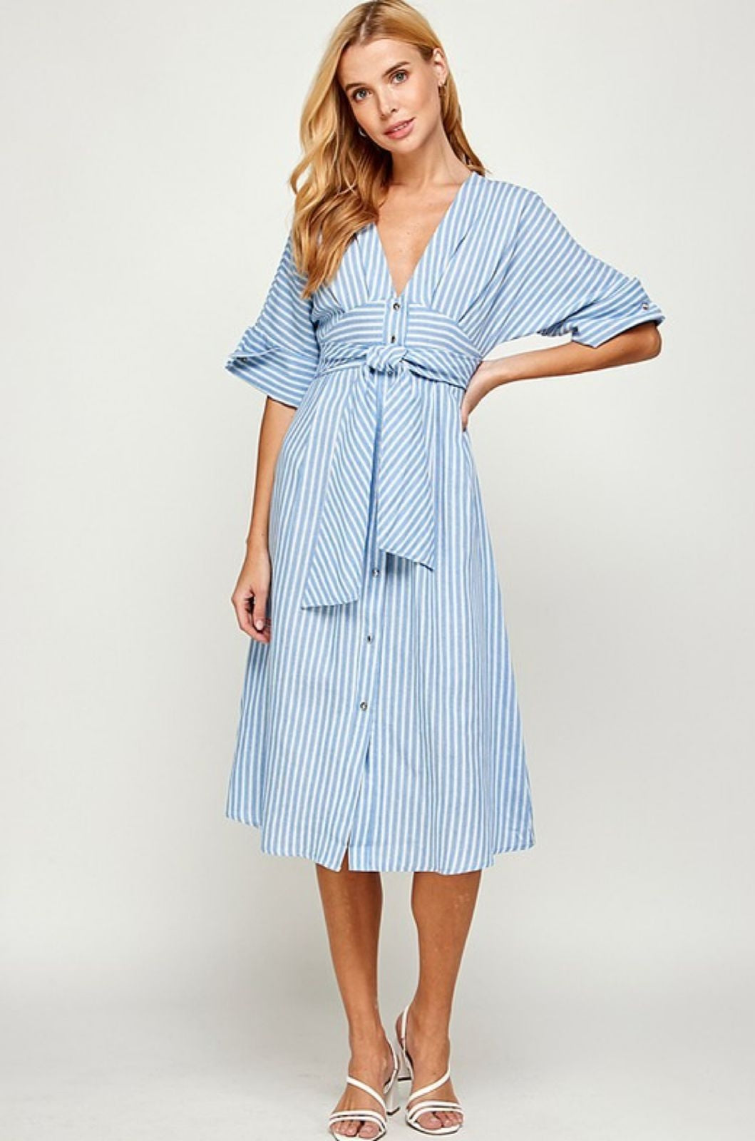 Vestido midi de rayas Azul