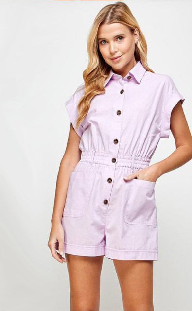 Romper cargo tipo lino Lila