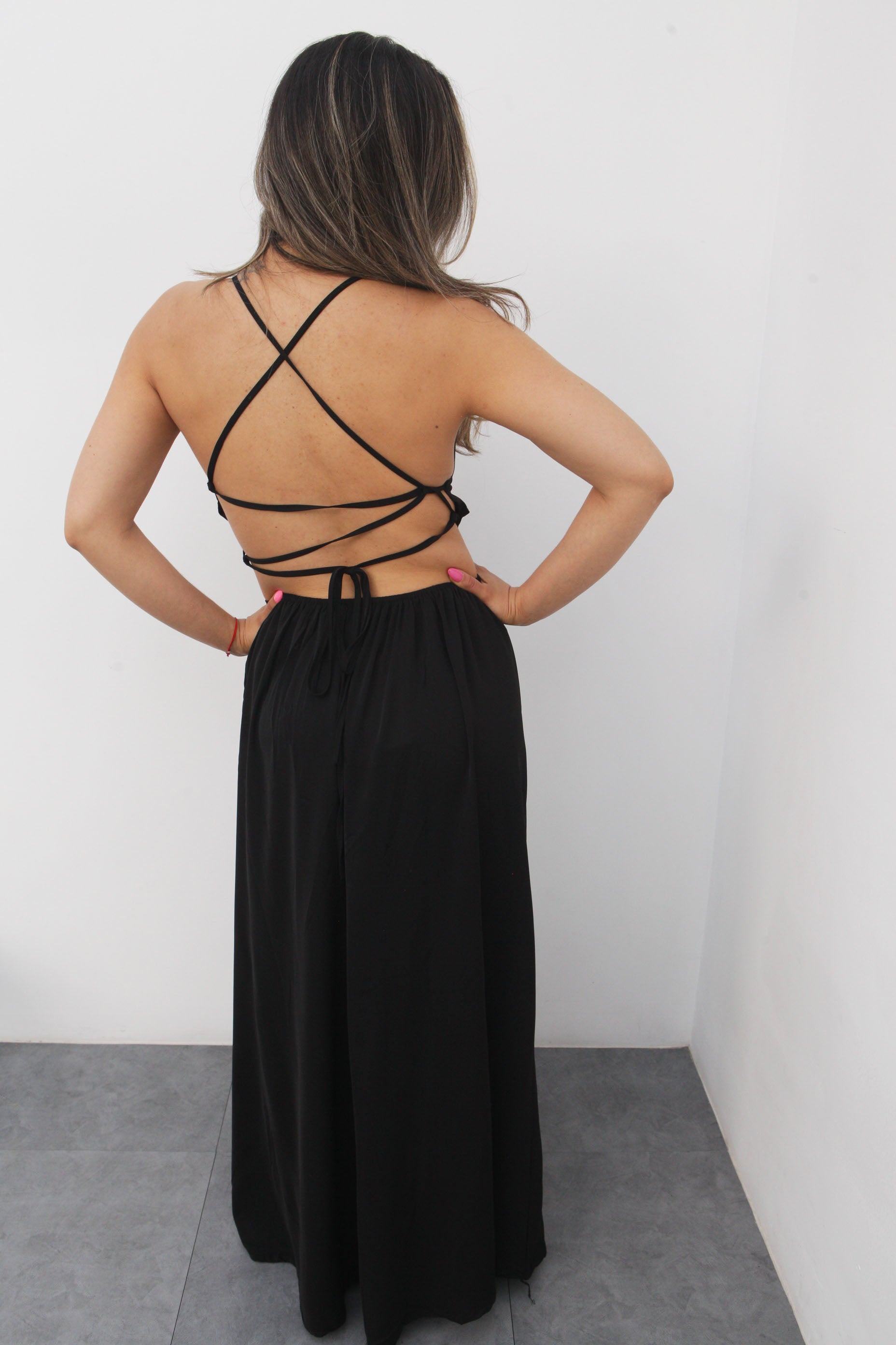 Vestido largo tirantes Negro