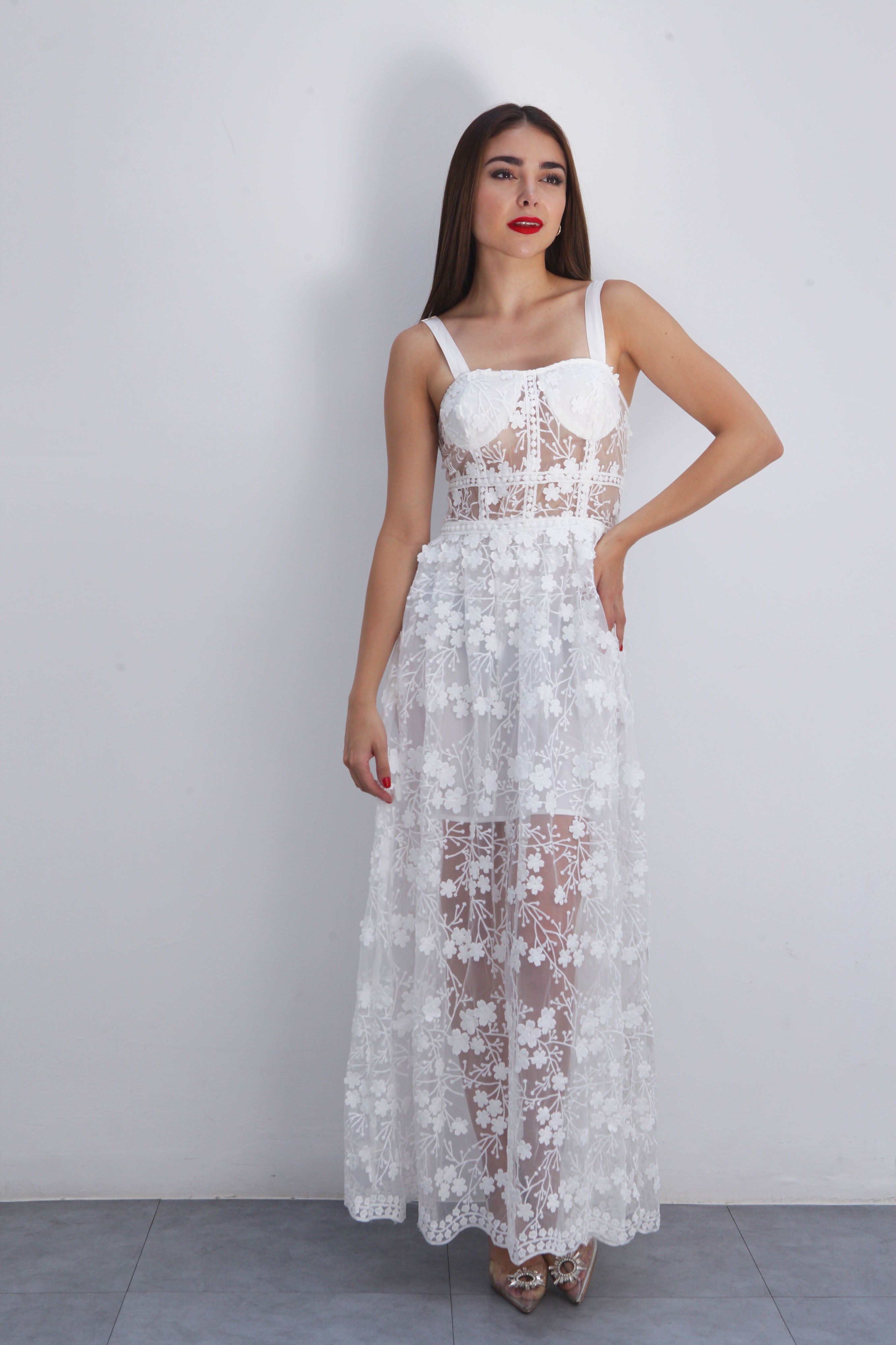 Vestido corset bordado Blanco