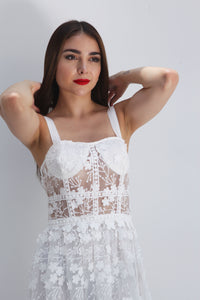 Fashion Styled Vestido corset bordado Blanco