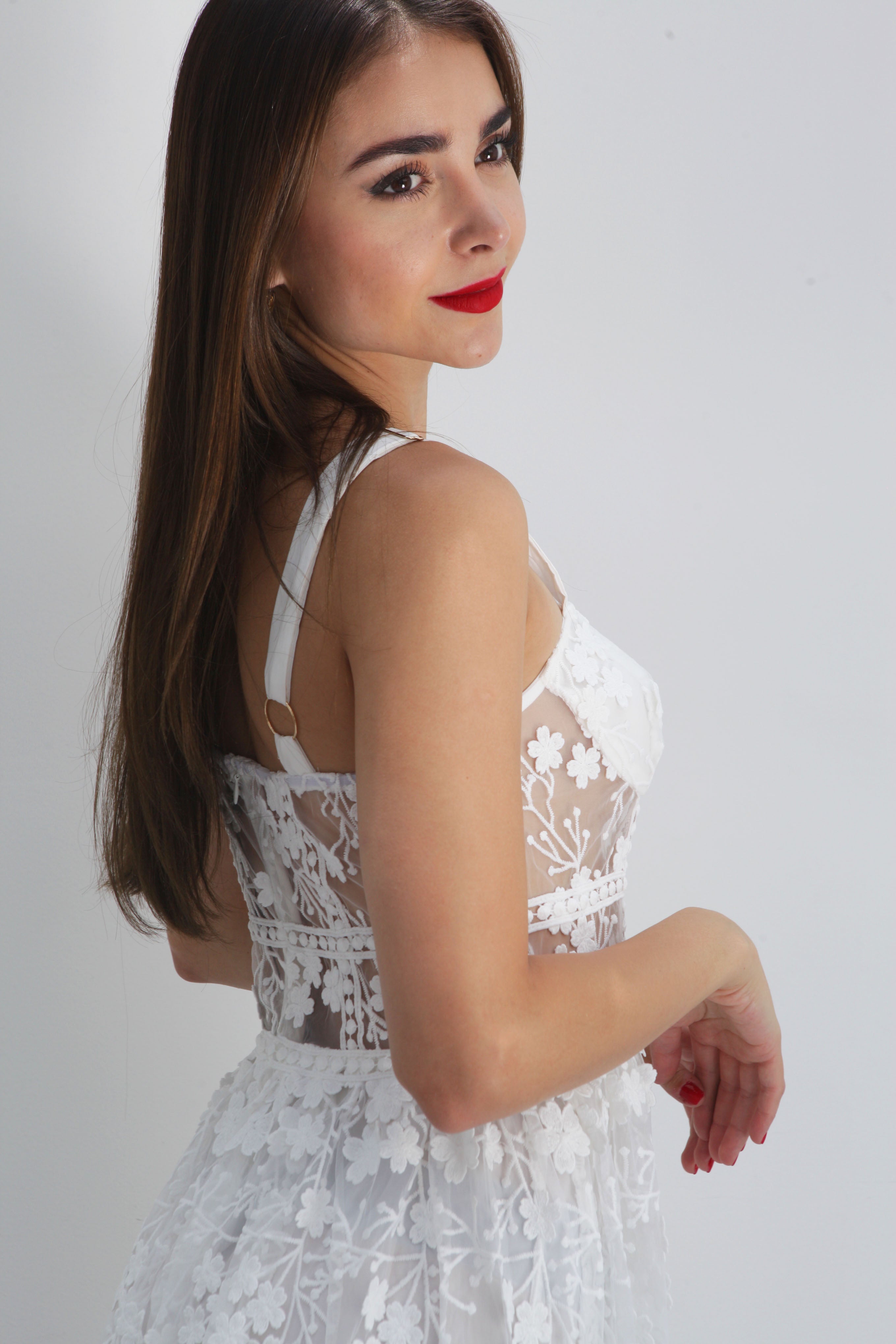 Vestido corset bordado Blanco