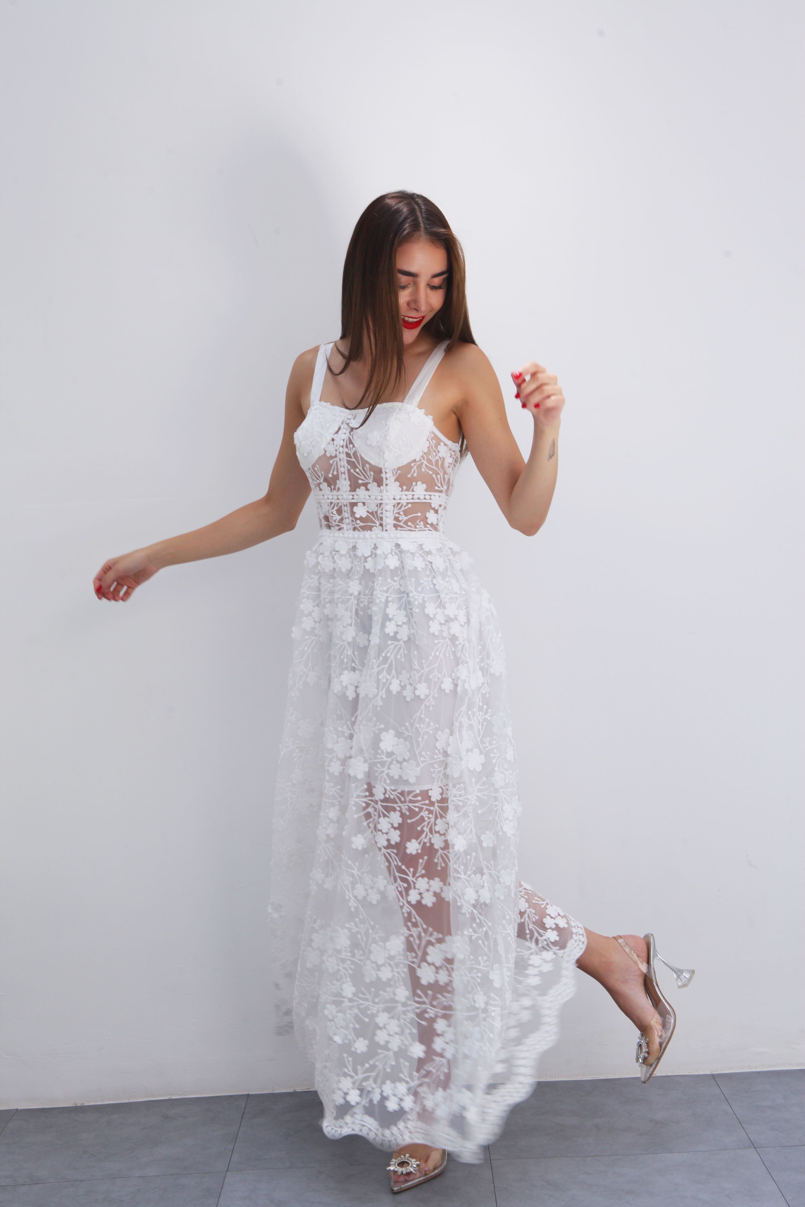 Vestido corset bordado Blanco