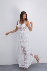 Fashion Styled Vestido corset bordado Blanco