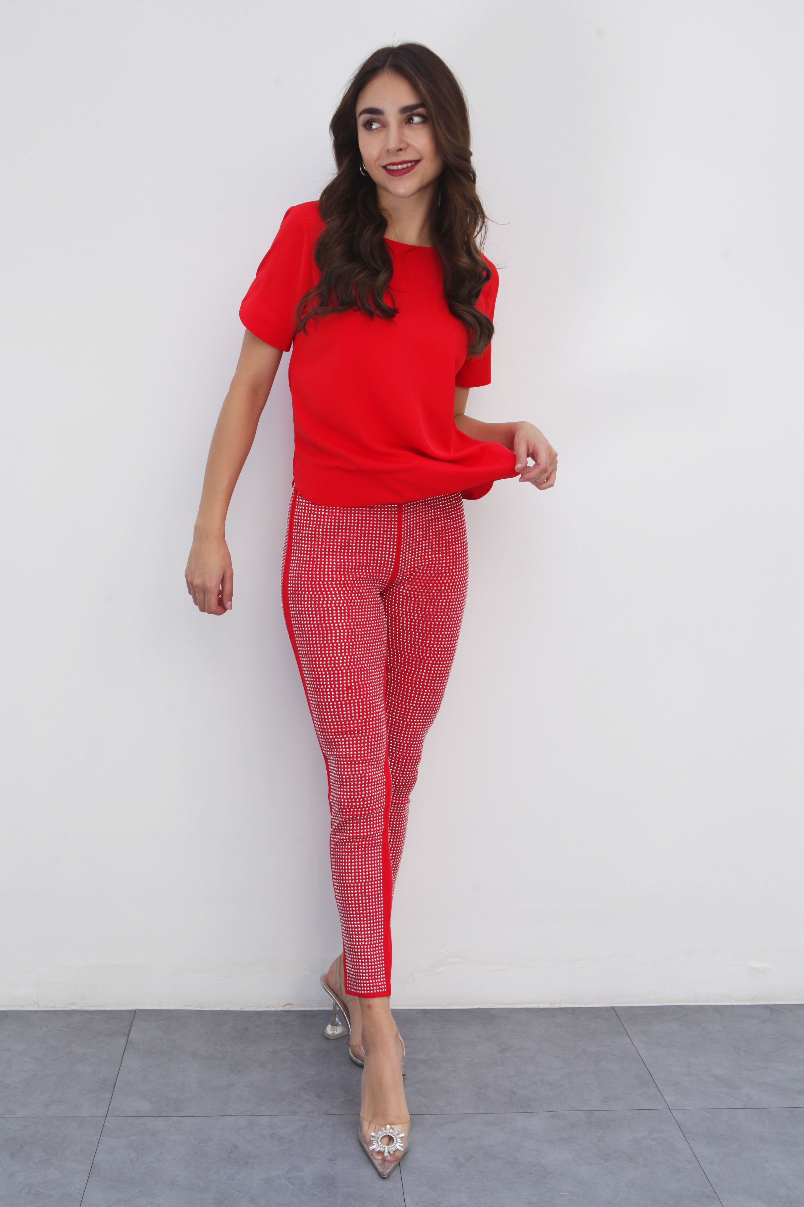 Leggings brillos Rojo