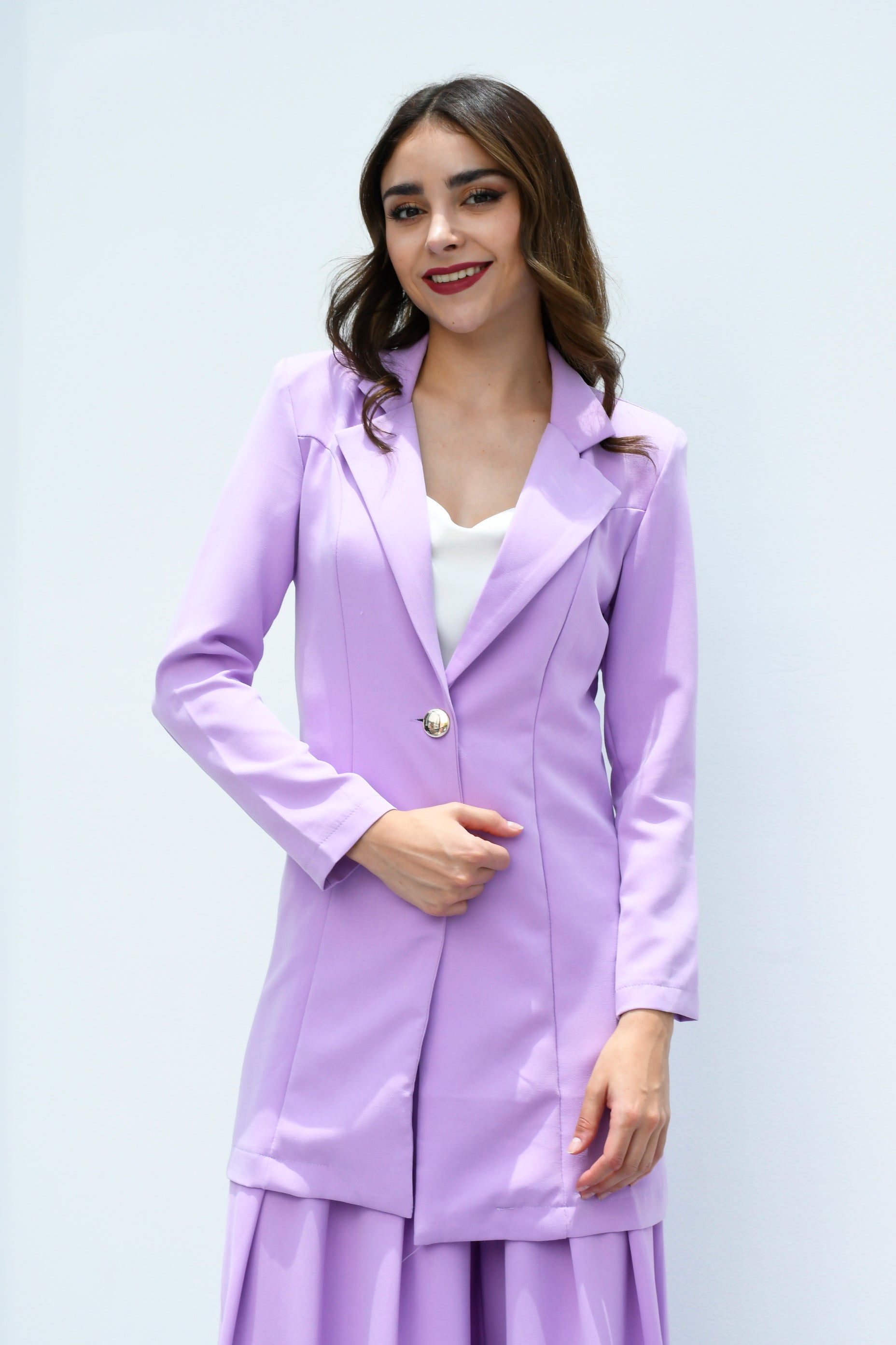 Blazer largo con solapa Lila