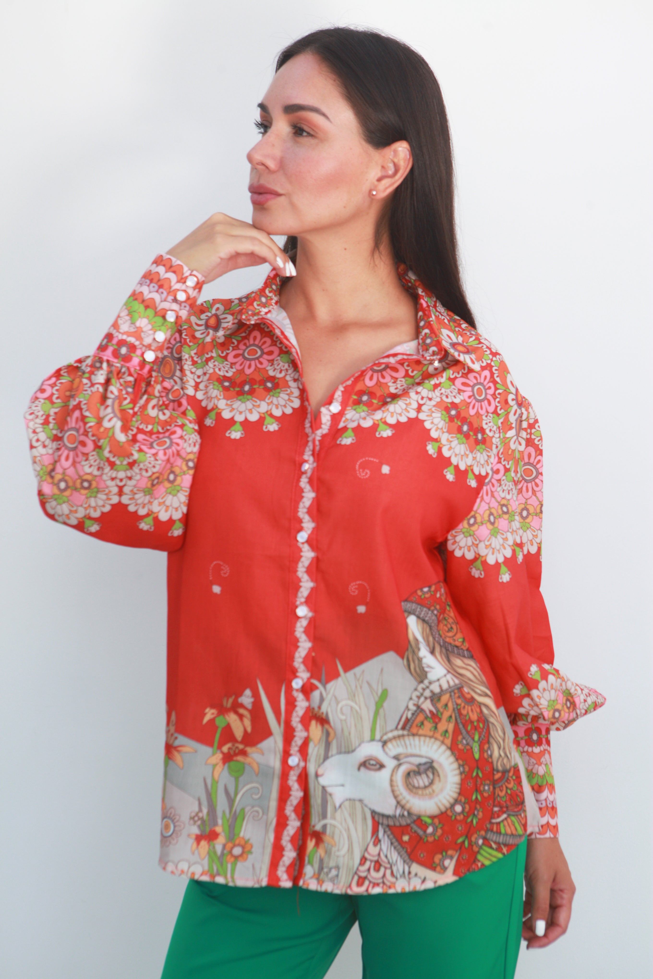 Camisa estampado Suiza Naranja