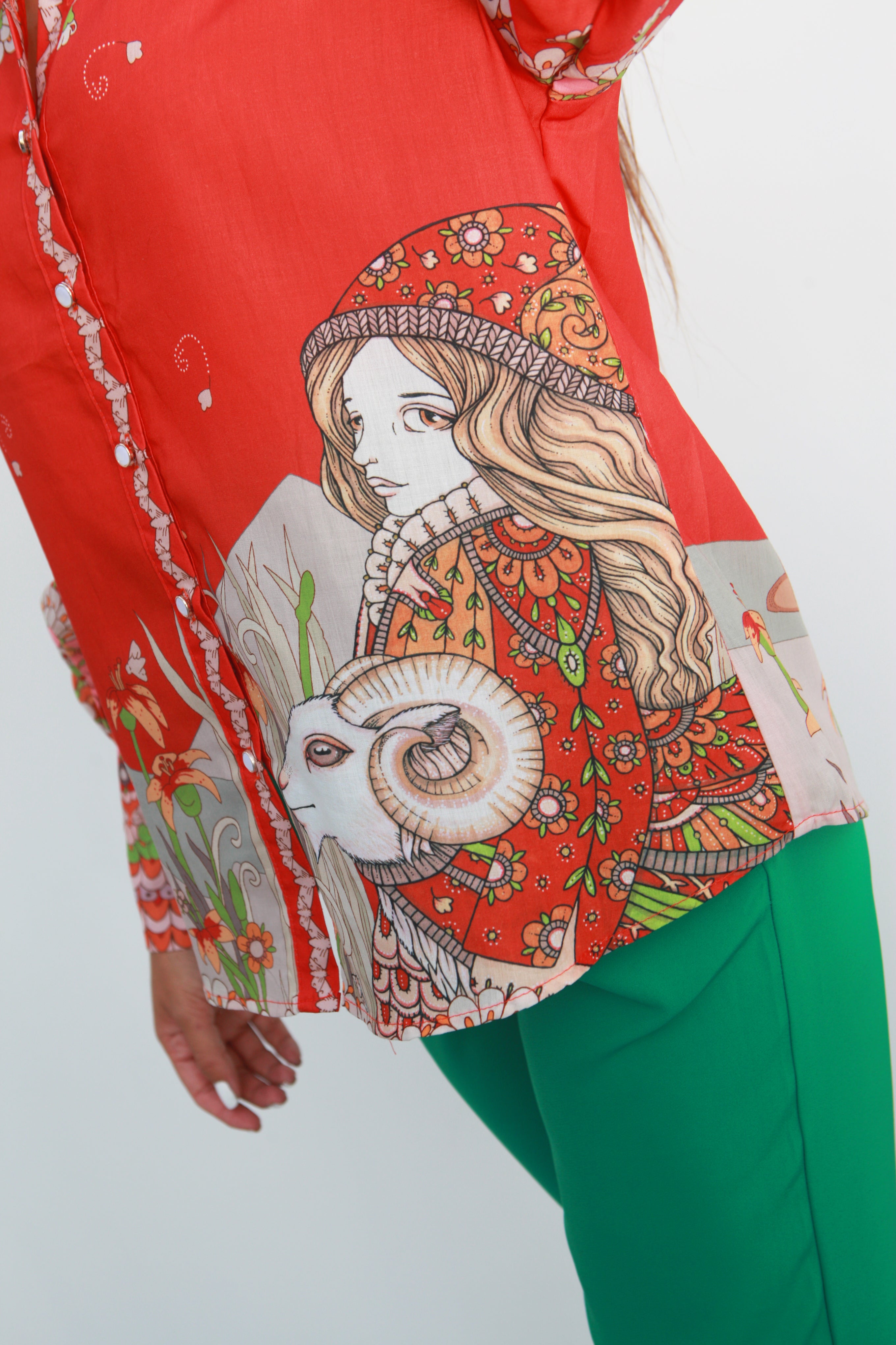 Camisa estampado Suiza Naranja