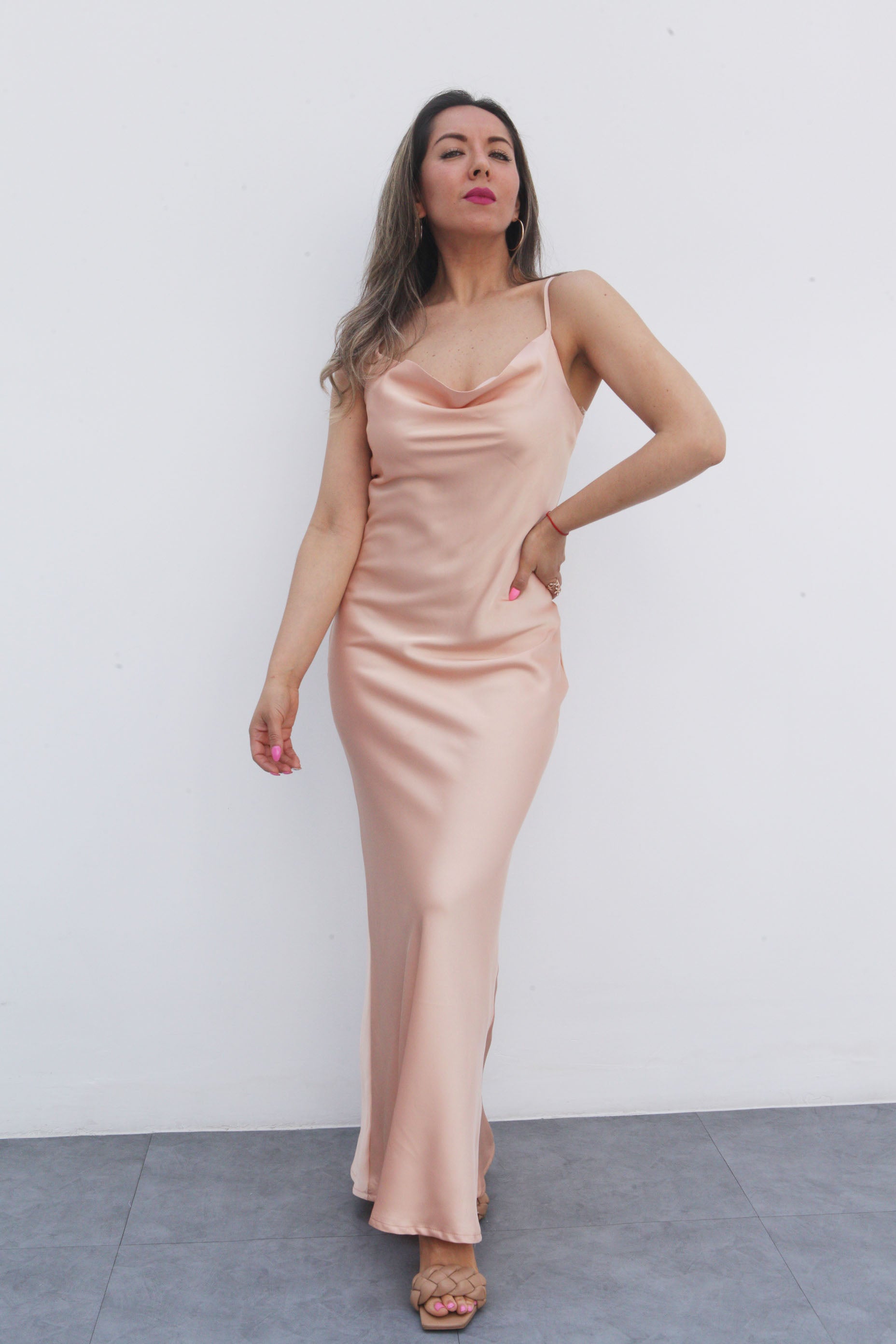 Vestido lencero Melón