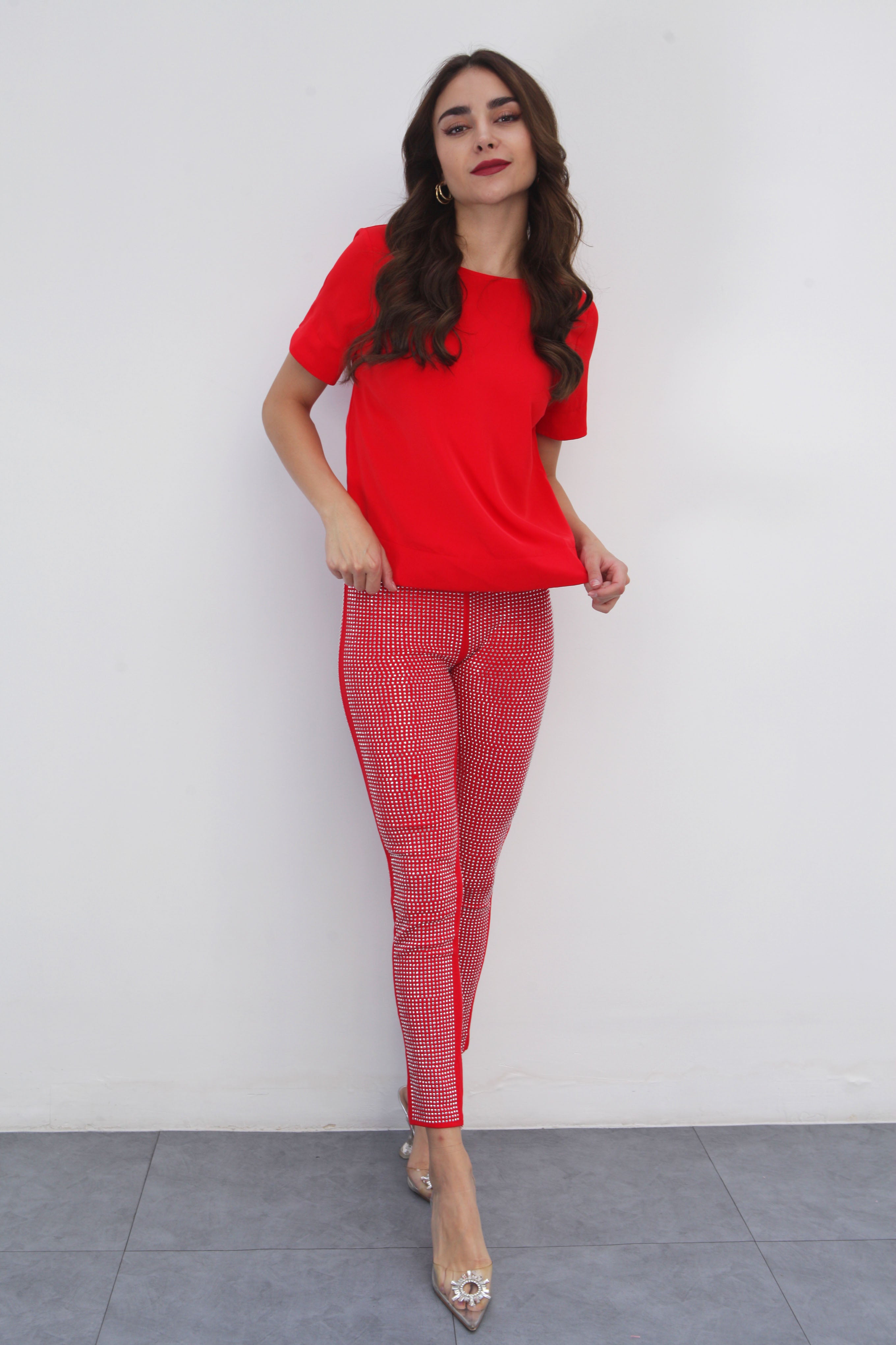 Blusa de vestir ligera Rojo