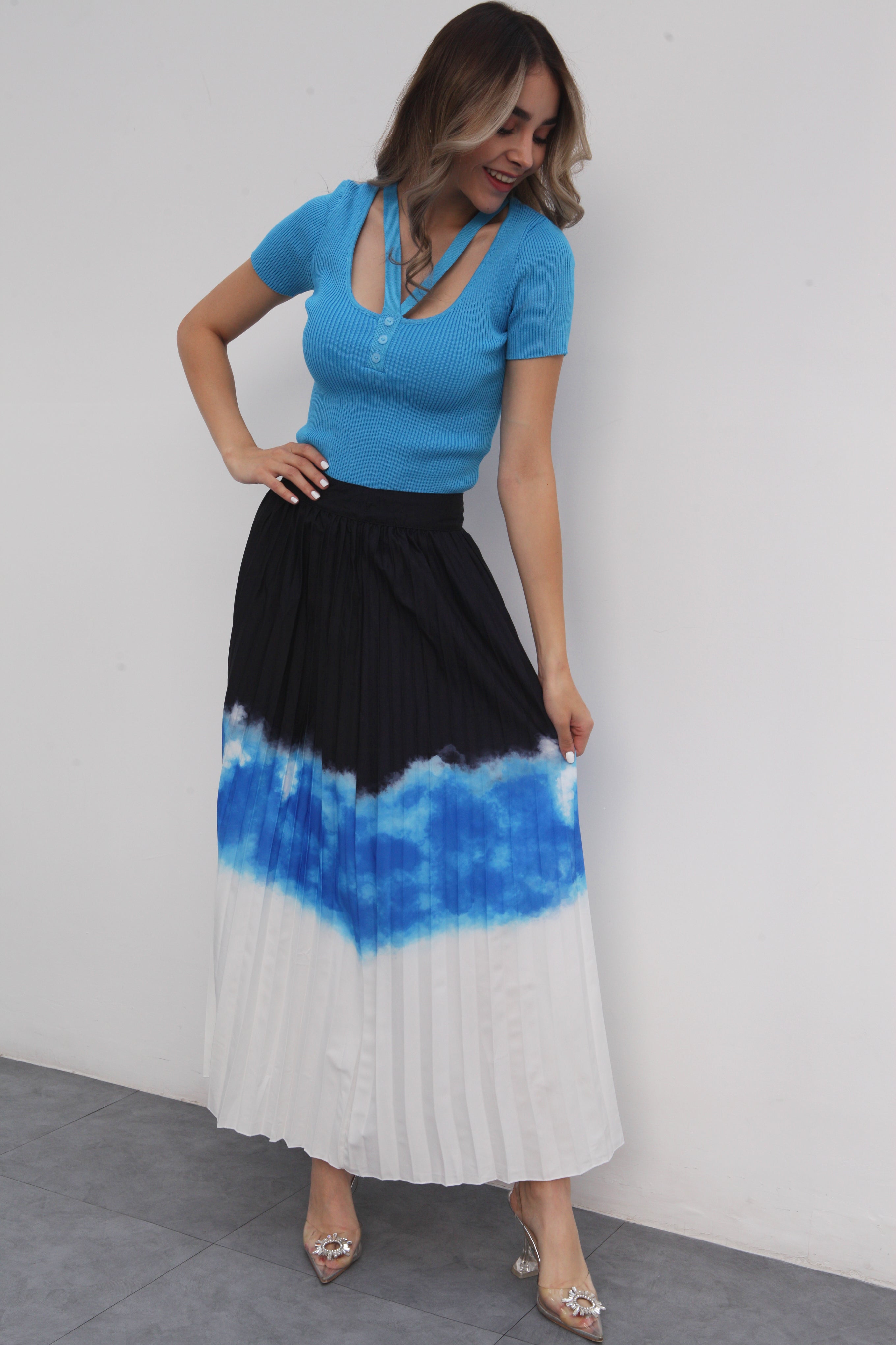 Falda tableada degradado Azul