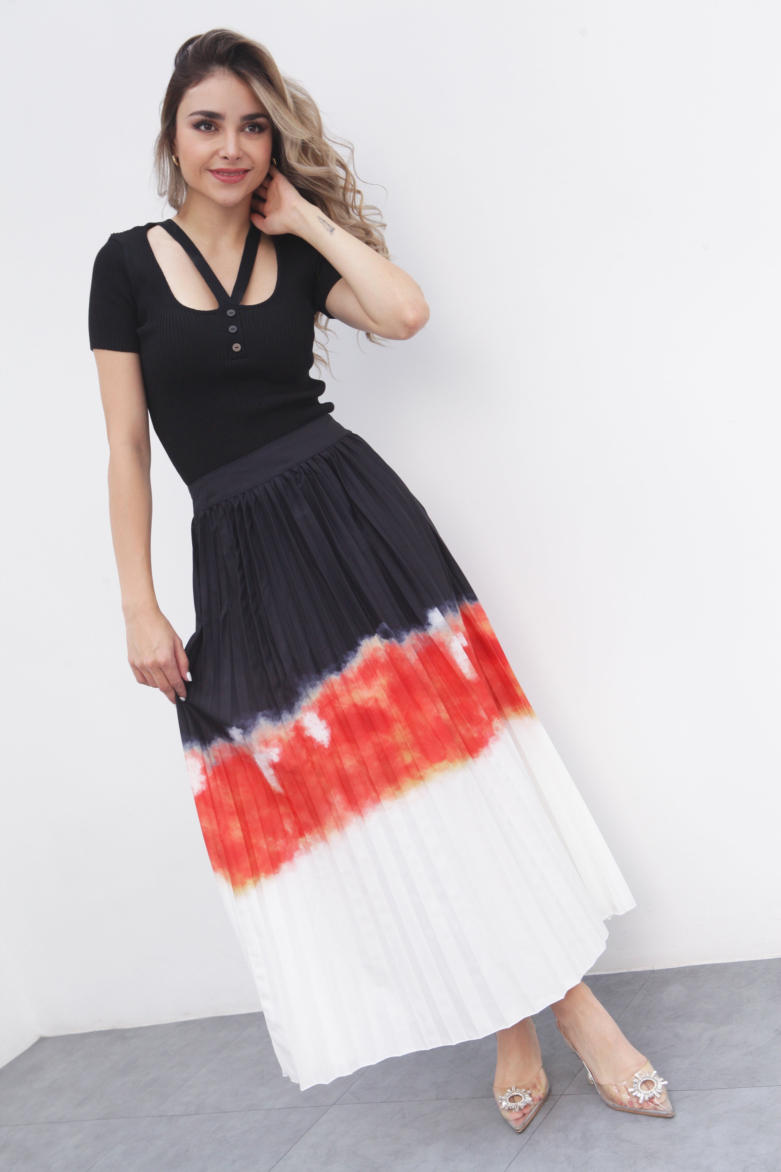 Falda tableada degradado Naranja