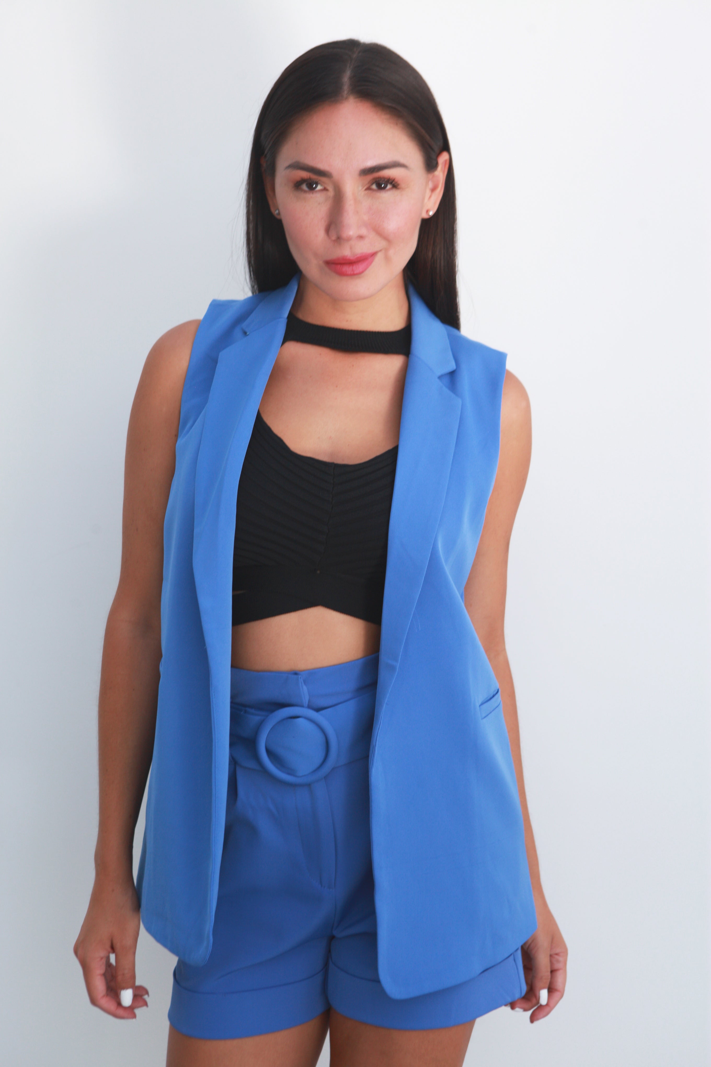 Chaleco de vestir con solapa Azul