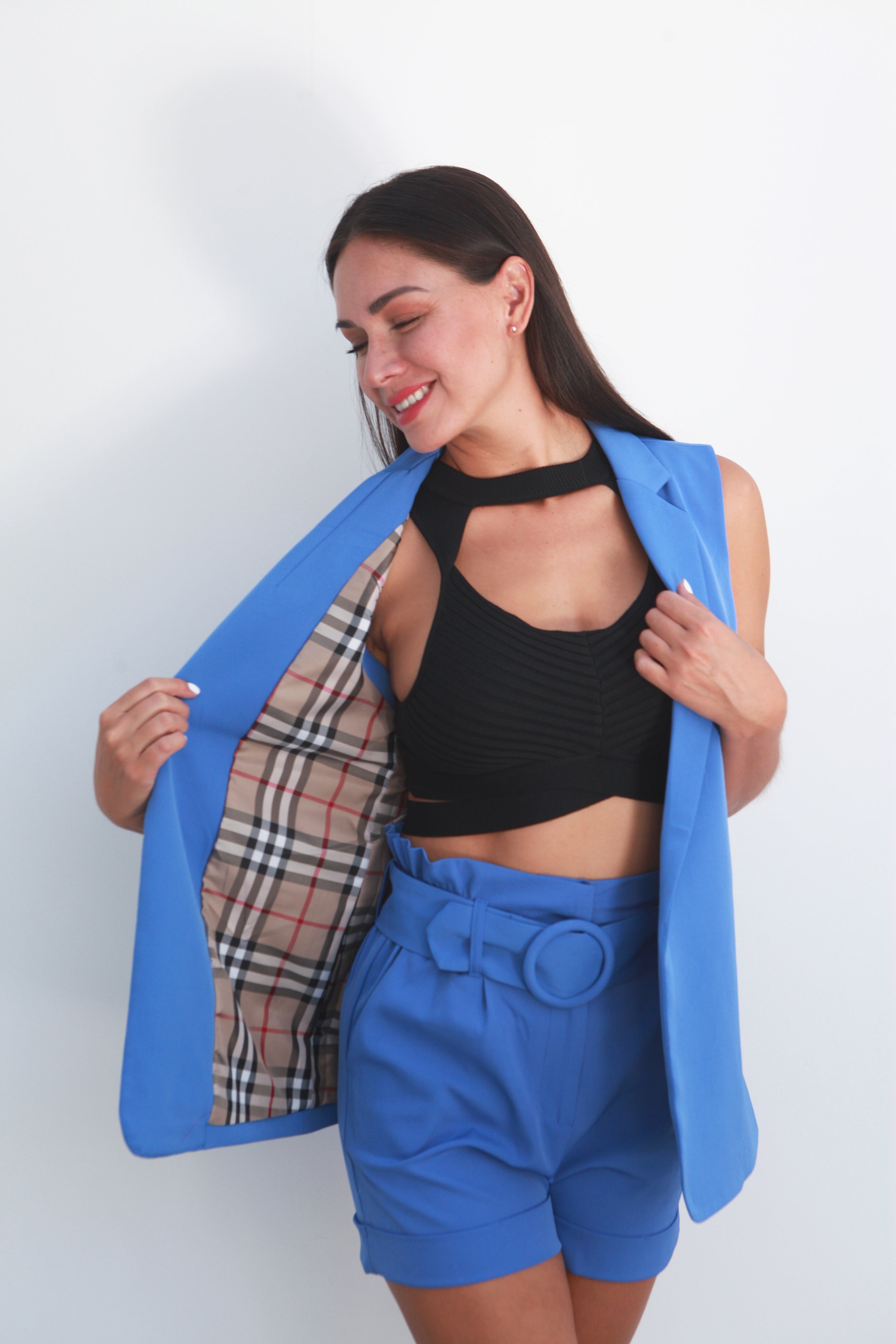 Chaleco de vestir con solapa Azul