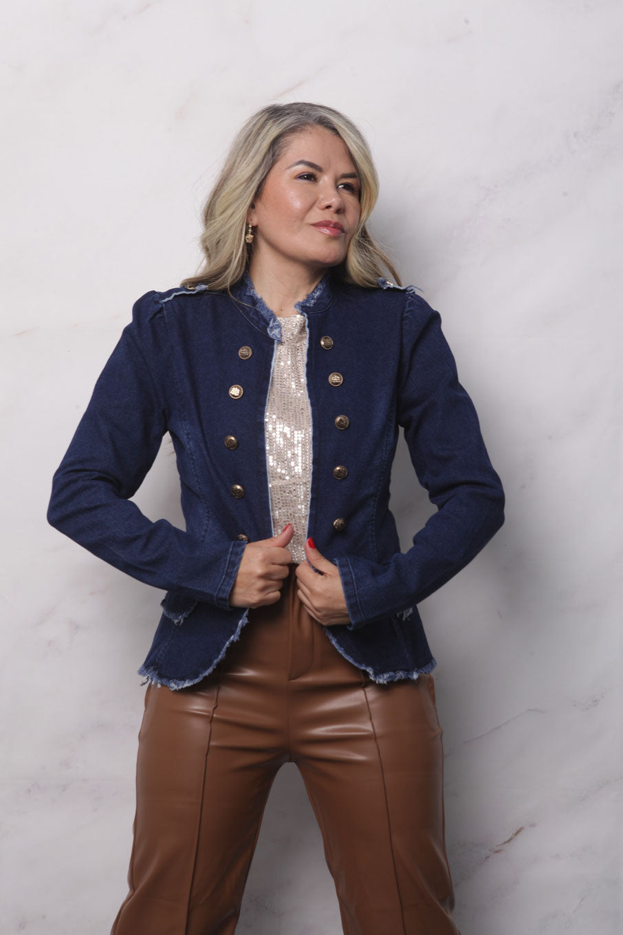 Blazer tipo Militar de mezclilla