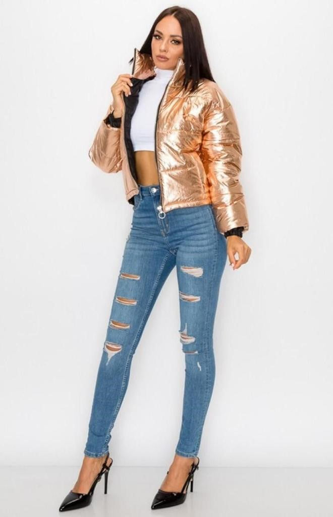 Chamarra acolchada metálica Cobre