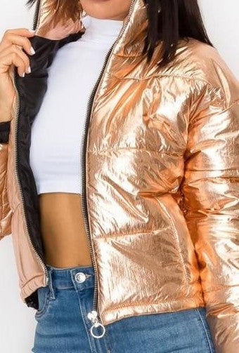 Chamarra acolchada metálica Cobre