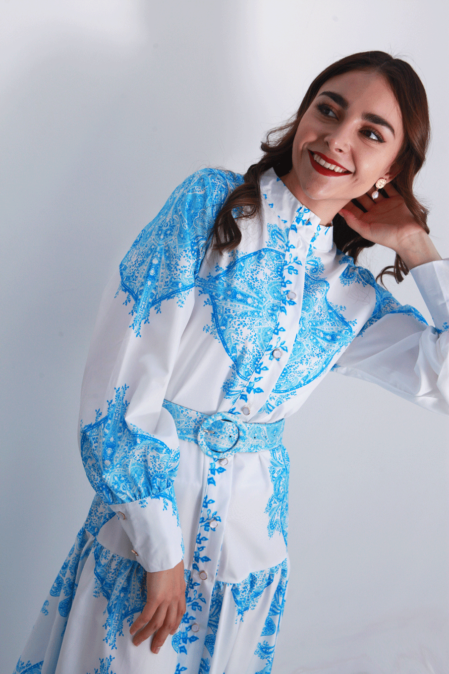 Vestido largo garigoleado Azul