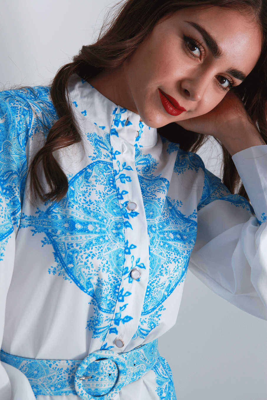 Vestido largo garigoleado Azul