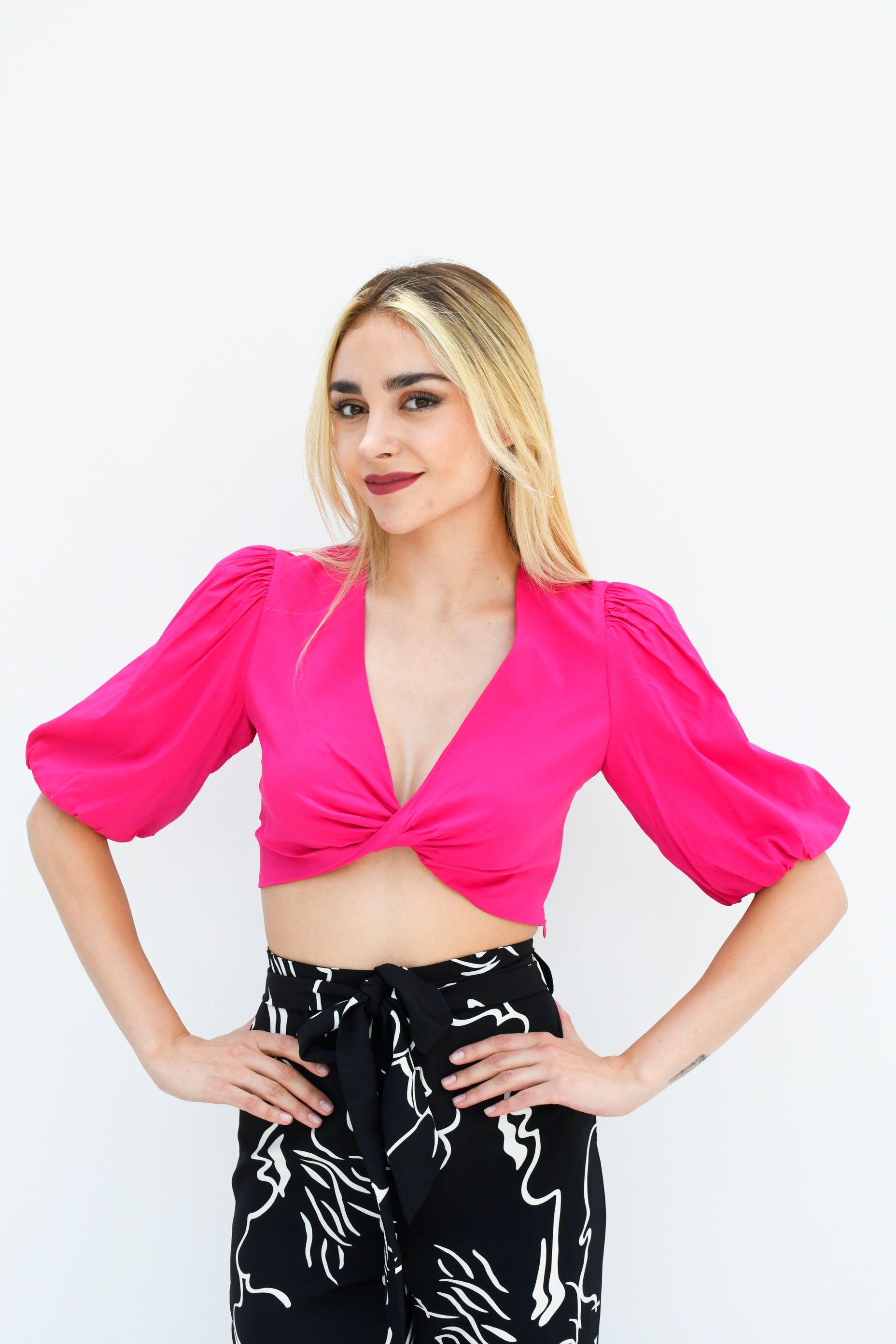 Blusa nudo manga puff Fiusha