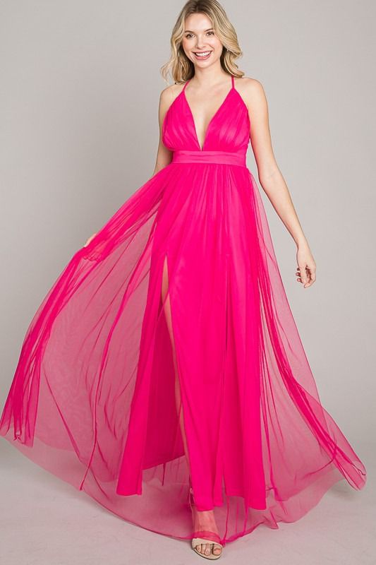 Vestido largo tulle Fiusha