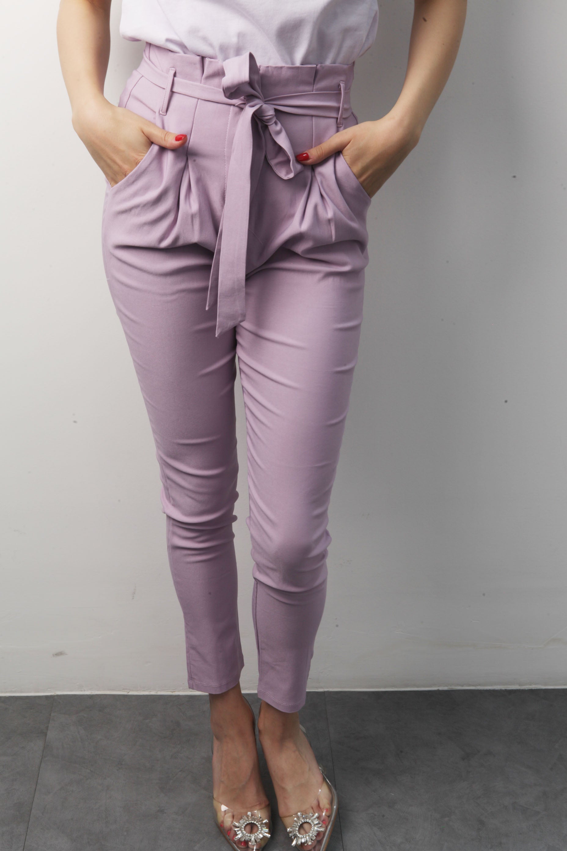 Pantalón paper bag Lila