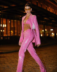 Fashion Styled Set de Pantalón y Blazer estoperoles Rosa Barbie