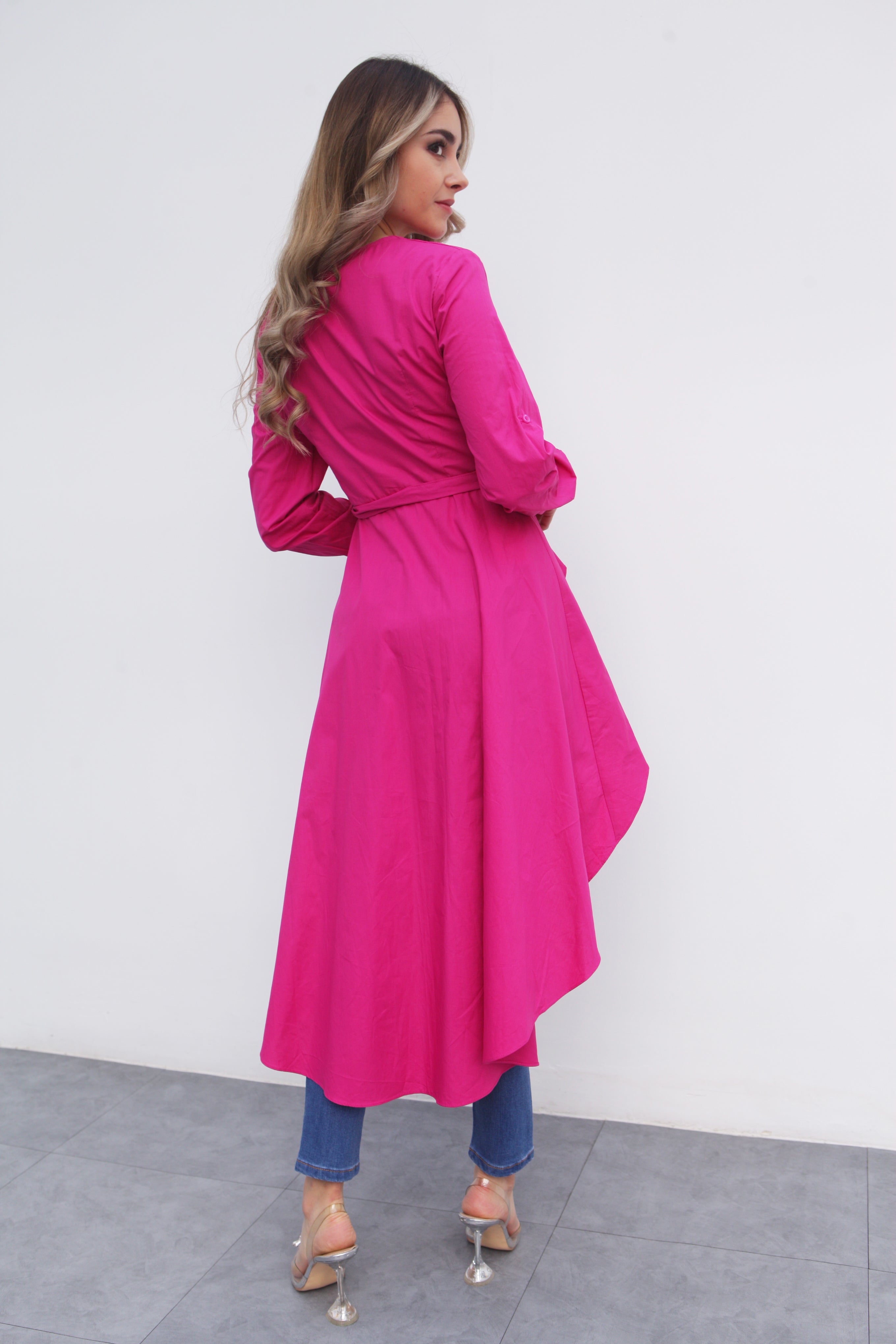 Maxi blusa asimétrica manga ajustable Fiusha