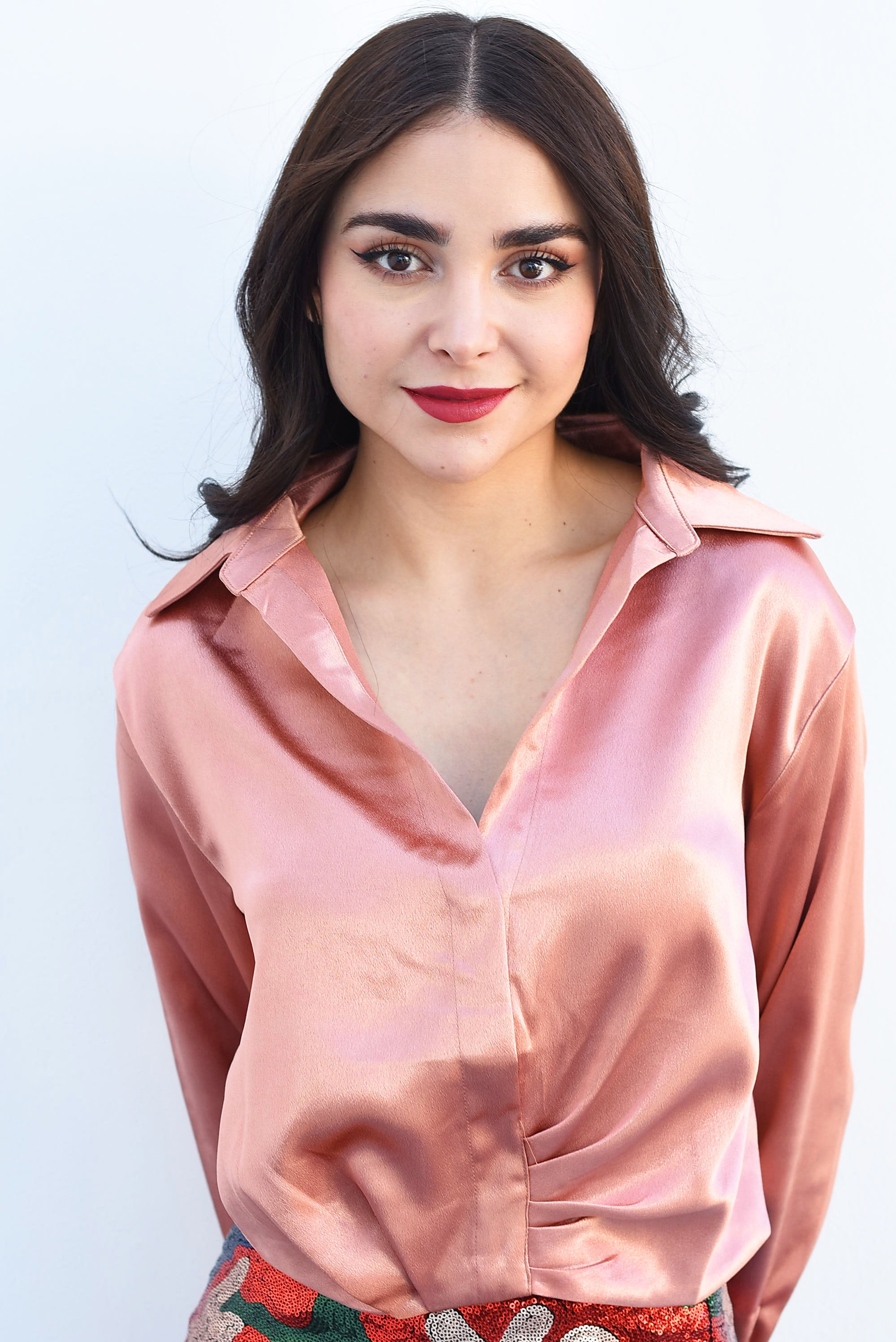 Camisa crop satín Cobre